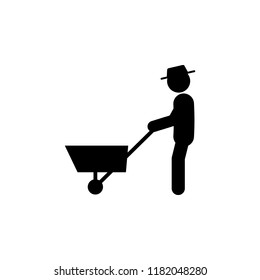 man man with wheelbarrow icon. Element of gardening icon for mobile concept and web apps. Glyph man with wheelbarrow can be used for web and mobile on white bakgorund