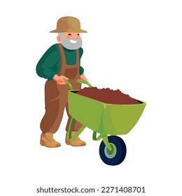 man with wheelbarrow over white