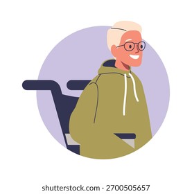 Man in wheelchair cartoon composition