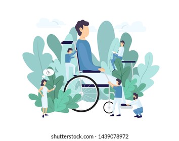 Man in wheelchair. Disabled person. Vector illustration