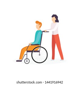 Man in wheelchair. Disabled person. Vector illustration