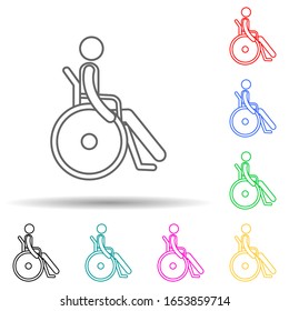 the man in a wheelchair multi color style icon. Simple thin line, outline vector of medicine icons for ui and ux, website or mobile application