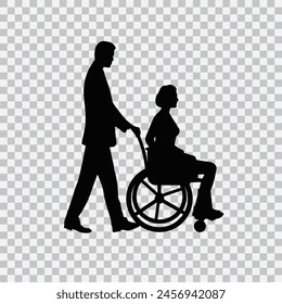 Man in a wheelchair on transparent vector illustration