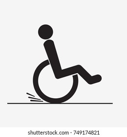 Man in wheelchair silhouette. World day for the disabled logo, icon, drawn by points.