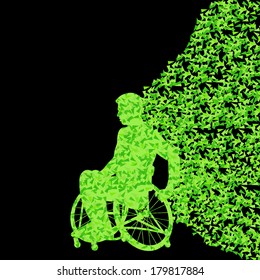Man in wheelchair vector abstract background concept