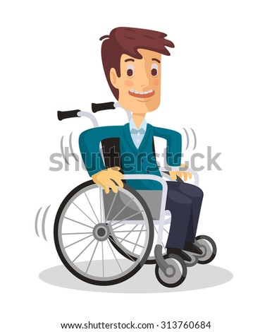 Man in wheelchair. Vector flat illustration