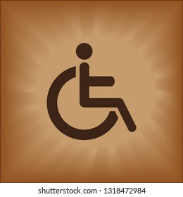 Man in wheelchair vector icon. Handicapped invalid people sign illustration.