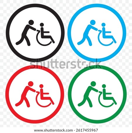 Man in wheelchair vector icon. Handicapped invalid people sign illustration. Business concept simple flat pictogram on isolated background. EPS 10.