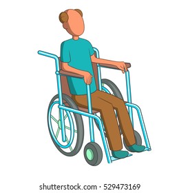Man in wheelchairicon. Cartoon illustration of man in wheelchair vector icon for web design