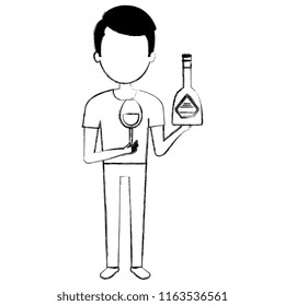 man with whiskey bottle drink