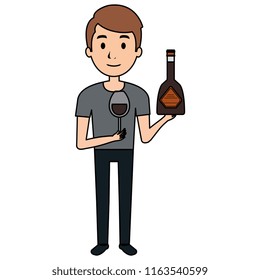 man with whiskey bottle drink