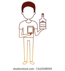 man with whiskey bottle drink
