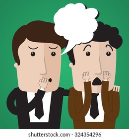 Man whispering to his surprise a friend gossip