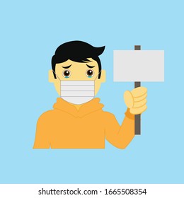 man in white medical face mask. Concept of coronavirus quarantine. Vector illustration.