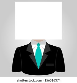Man with a white paper sheet on the head