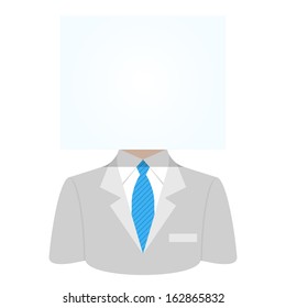 Man with a white paper sheet on the head