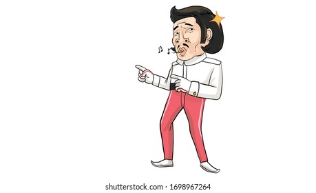 Männer in weißen Hemden, Mann tanzende Vektorillustration