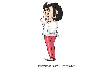 Man in white shirts picking the nose,vector
