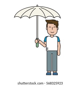 A man with white umbrella