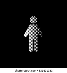Man - white vector icon;  halftone illustration