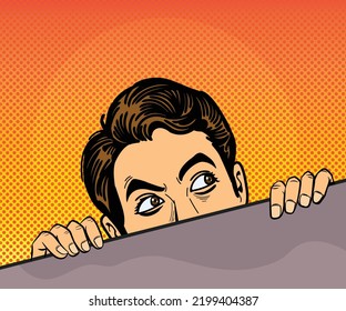 El hombre que tenía tanto miedo de tener que mirar, no se atrevió a mostrar su cara. ilustración de diseño vectorial de estilo dibujado a mano.