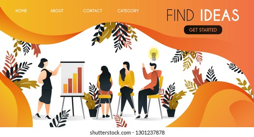 man who is asking in a meeting and growing the lights of ideas for business growth vector illustration concept, can be use for presentation, web, banner ui ux, landing page