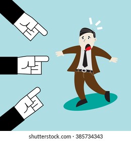 A Man Who To Be Blamed : Three Hands Point The Finger At Business Man