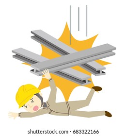 A man who becomes an underlay of a steel frame