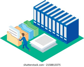 A man who is busy organizing documents