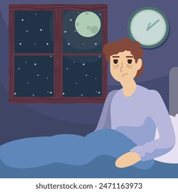 man who can't sleep vector illustration