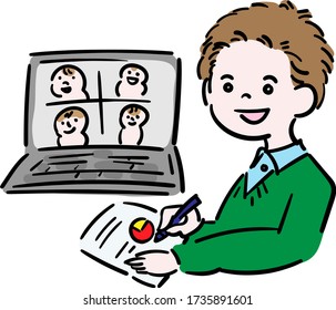 A man who communicates by remote work