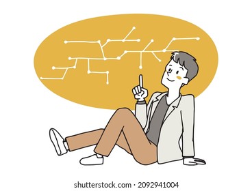 A man who connects circuits How to have creative, logical and creative thinking Loose hand-drawn person illustrations
