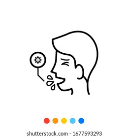A man who is coughing from a virus infection,Icon,Vector and Illustration.