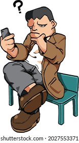 A man who doesn't know how to use a cell phone.