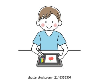 Un hombre que dibuja una ilustración usando una pluma.