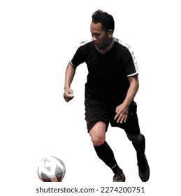 Hombre que gotea pelota en el campo