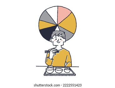 A man who eats a nutritionally balanced diet Treatment and prevention of illness