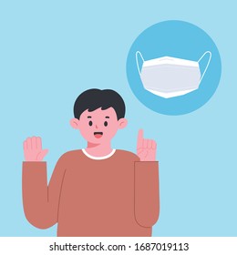 Un hombre que explica cómo usar la máscara correcta. Usa una máscara. Prevención del virus de Corona.