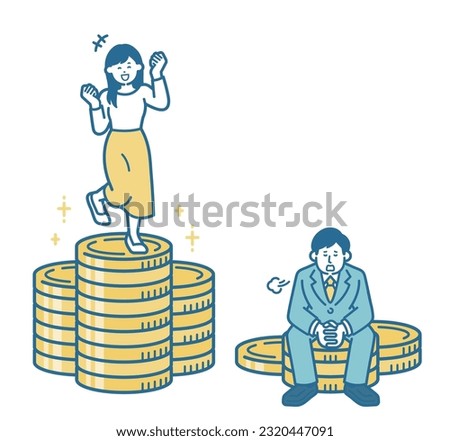 A man who falls into low income and a woman who is pleased with high income