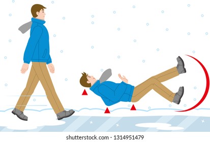 A man who falls on a frozen road