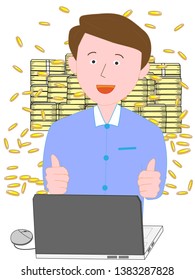 A man who gets rich using a computer.