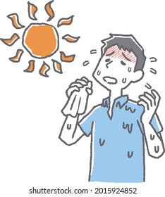 A man who gets sweaty and tired from the heat