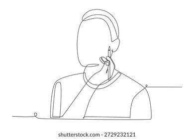 Um homem que fará uma cirurgia plástica. Desenho de uma linha do conceito de cirurgia plástica