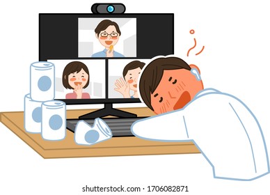 A man who got drunk at an online drinking party.