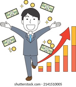 A man who is happy to have more money