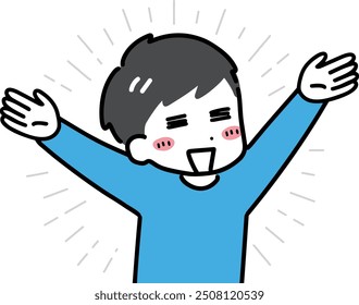 A man who is happy with his hands raised