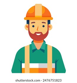 The man, who has a beard, is donning a hard hat and overalls