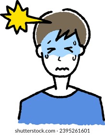 A man who has a cold. Illustration of a person who is unwell.