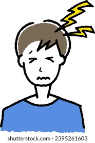 A man who has a cold. Illustration of a person who is unwell.