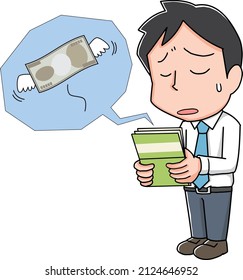 A man who has no money to look at his savings passbook